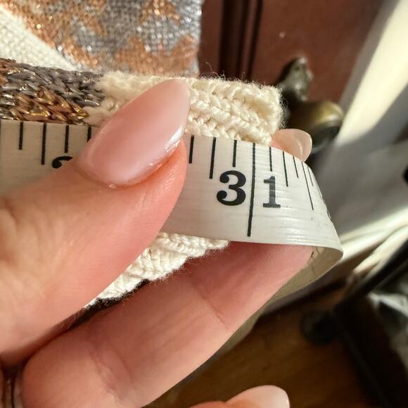 90s Vintage | Express | Metallic Silver and Gold Patterned Sweater Tunic Medium - Picture 9 of 9